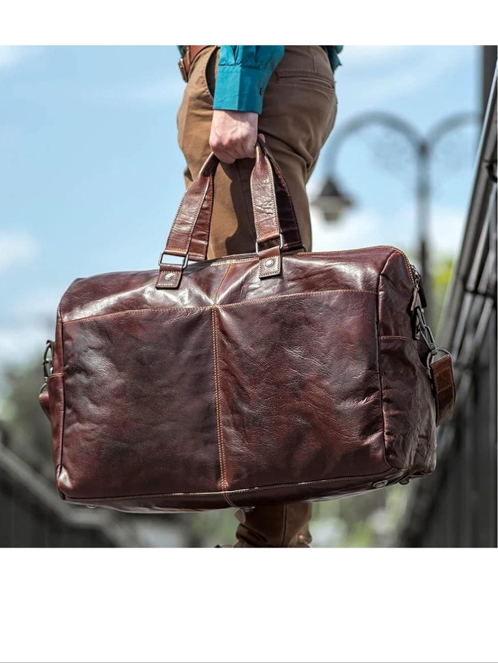Jack Georges Voyager Buffalo Leather Weekender Duffle Bag Large 22" Carry-on